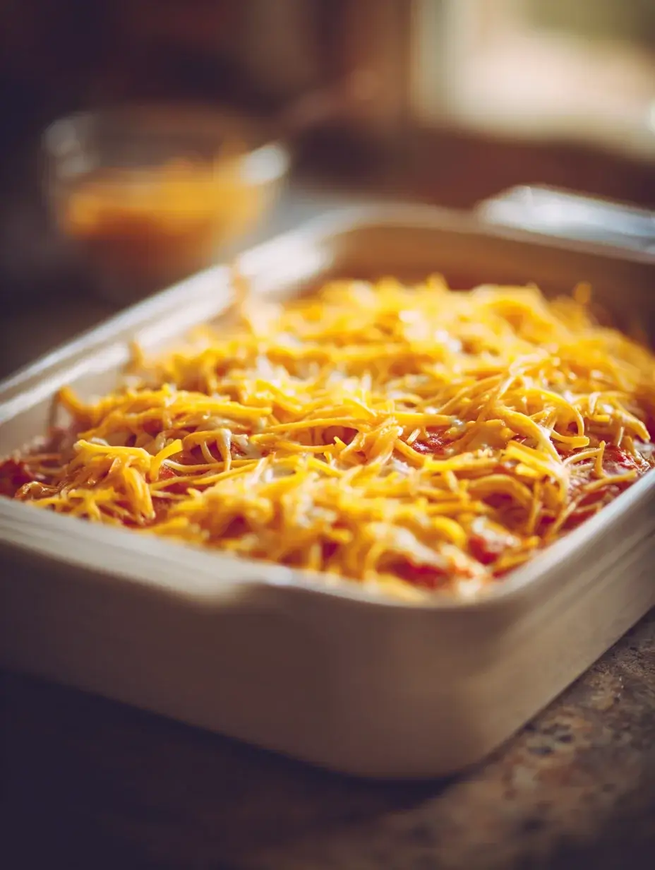 Adding cheese topping to Irresistible Spicy Southern Chicken Spaghetti.