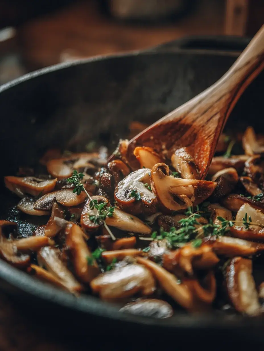 Sautéing wild mushrooms in butter