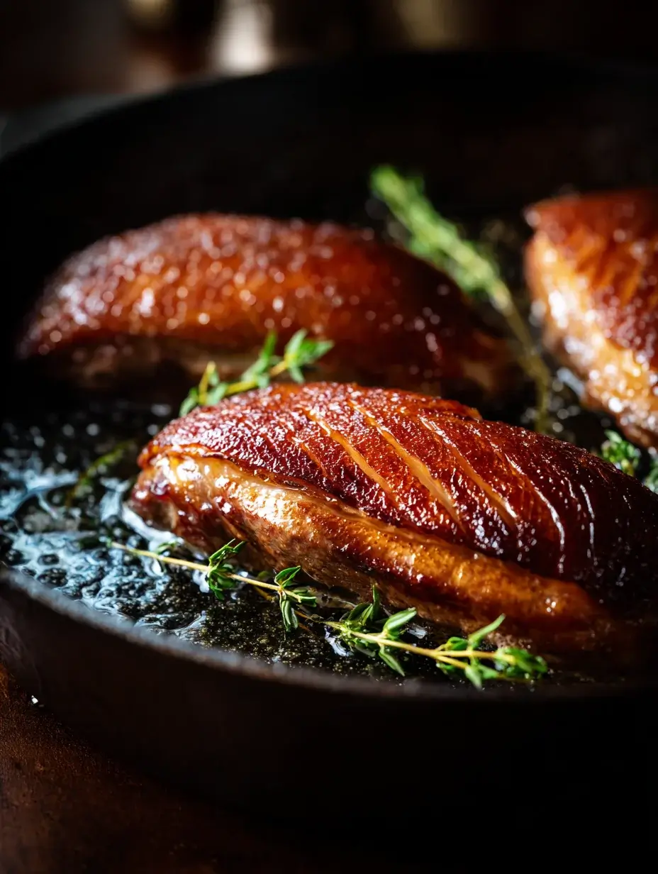 Rendering duck skin in a skillet