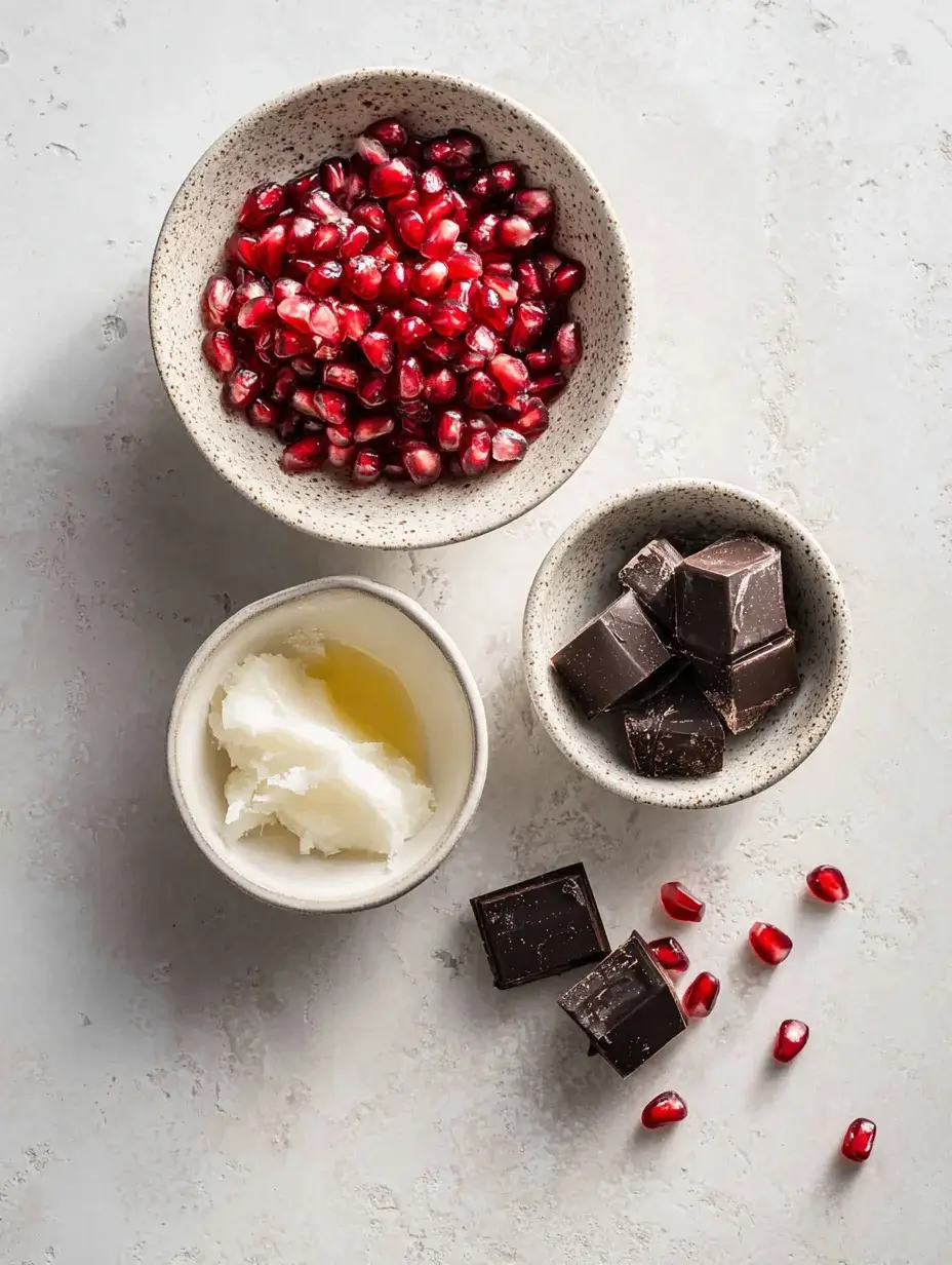 Ingredients for pomegranate chocolate clusters