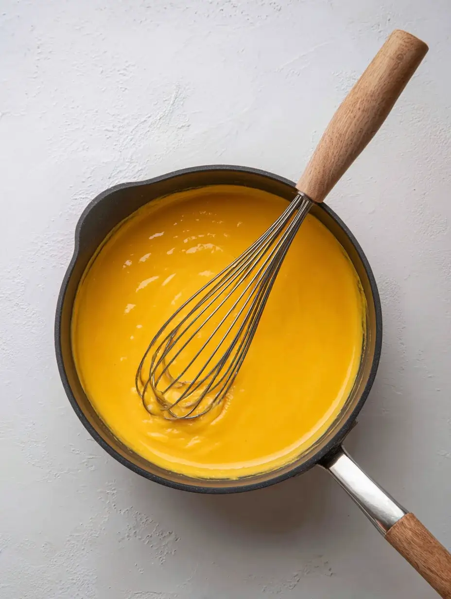 Pouring pumpkin-maple cream into molds for dessert base.