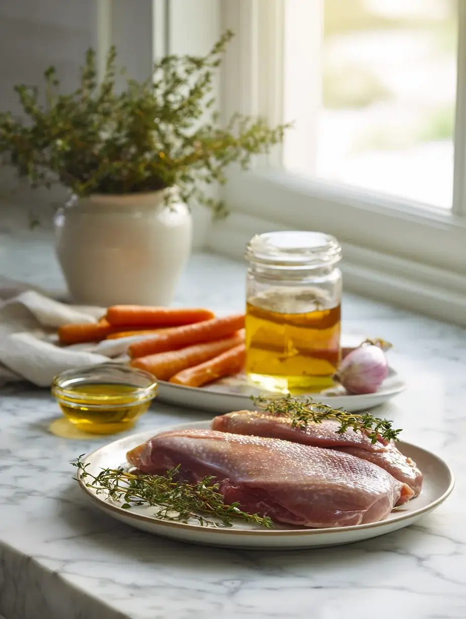 Ingredients for Duck Breast Slice with Honey–Thyme Jus