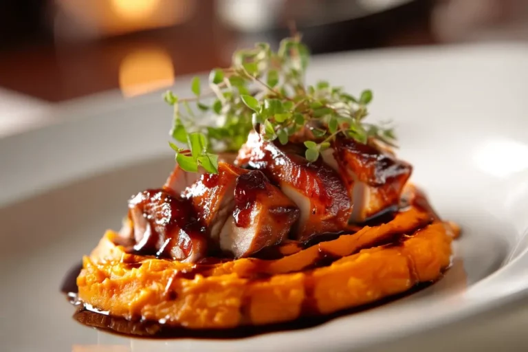 Pulled Turkey with Cranberry-Maple Glaze and Sweet Potato Mash