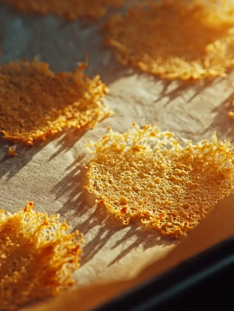 Parmesan crisps baking in oven for Mini Cone Filled appetizer