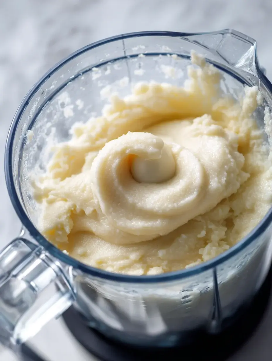 Celery root cream being blended until smooth.