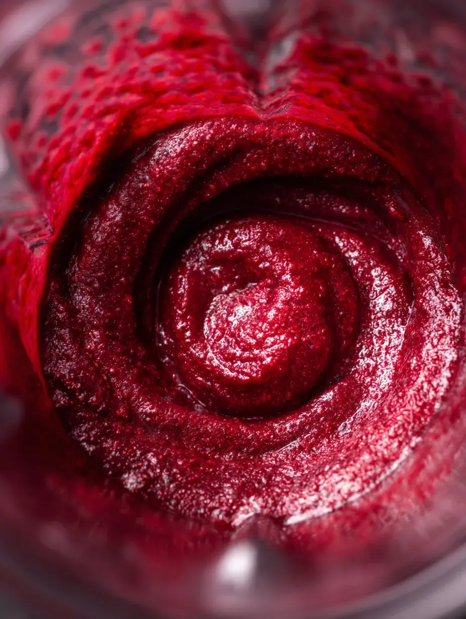 Smooth beetroot purée blending in a modern kitchen blender.