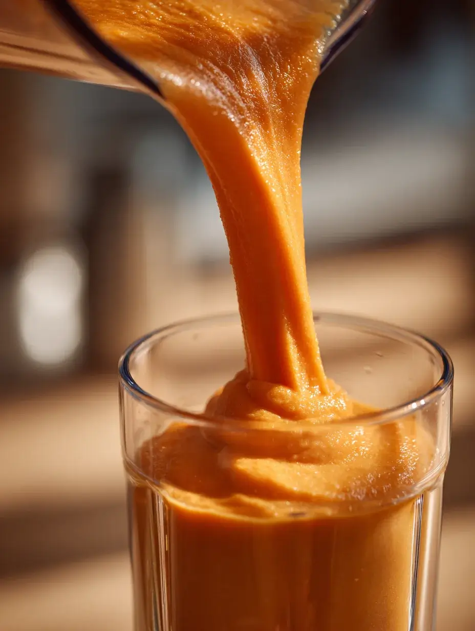 Blending carrot purée into silky smooth texture.
