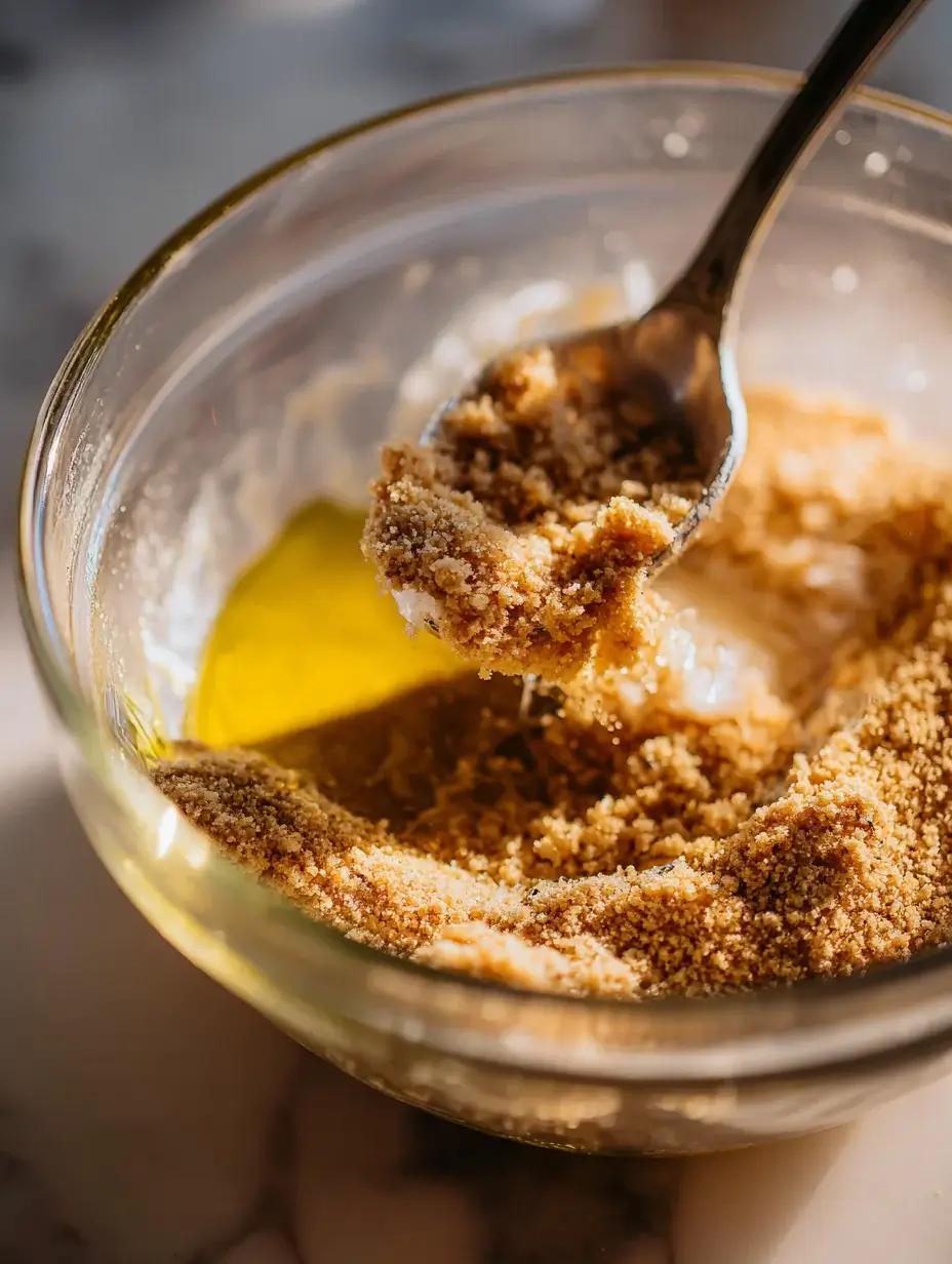 Making the golden biscuit base for almond milk parfait