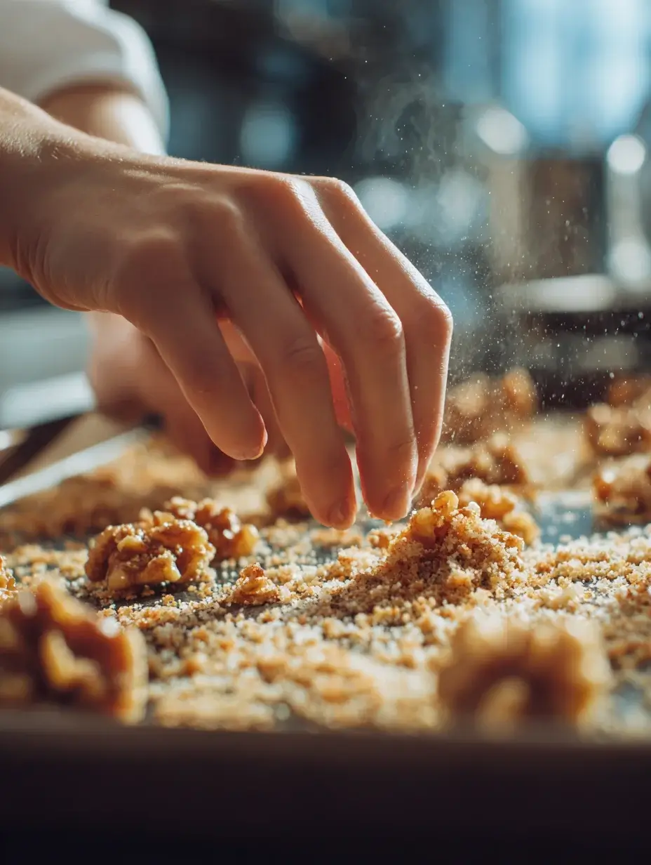 Toasting walnuts and panko for a crunchy crumble topping.