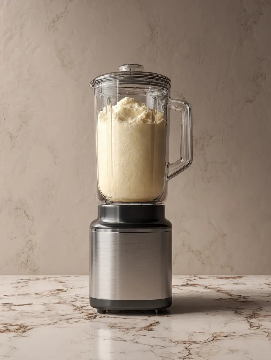 Silky cauliflower purée blending smoothly in a modern countertop blender