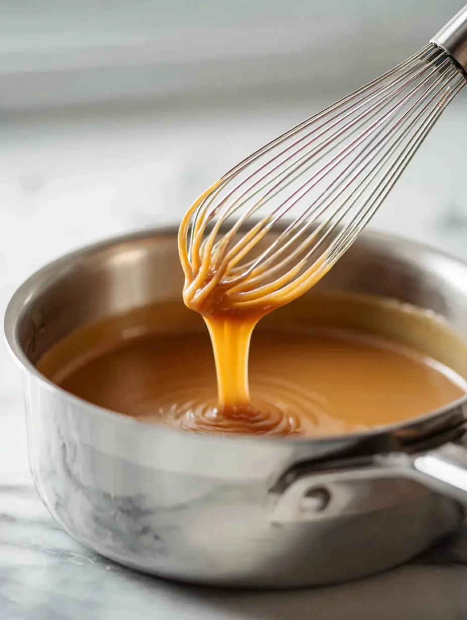 Mixing cream into caramel for panna cotta