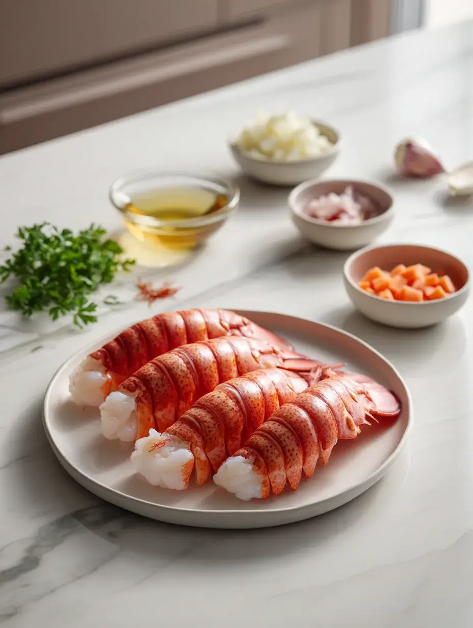 Ingredients for lobster medallions and saffron bisque