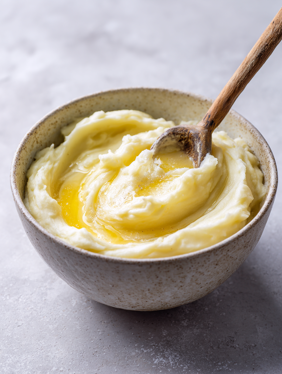 Creamy mashed potatoes with butter for Braised Beef Parmentier