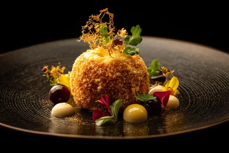 Golden Crunch Chicken Volcano with crispy coating and molten cheese center