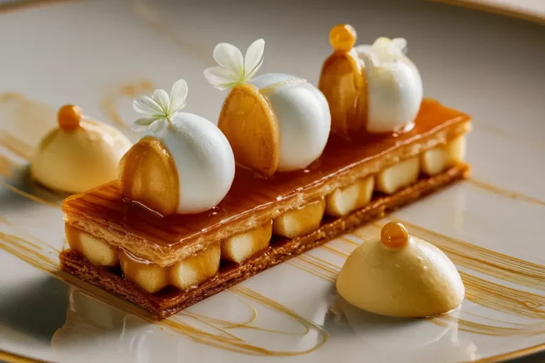 Caramelized Apple Tarte Fine with vanilla domes