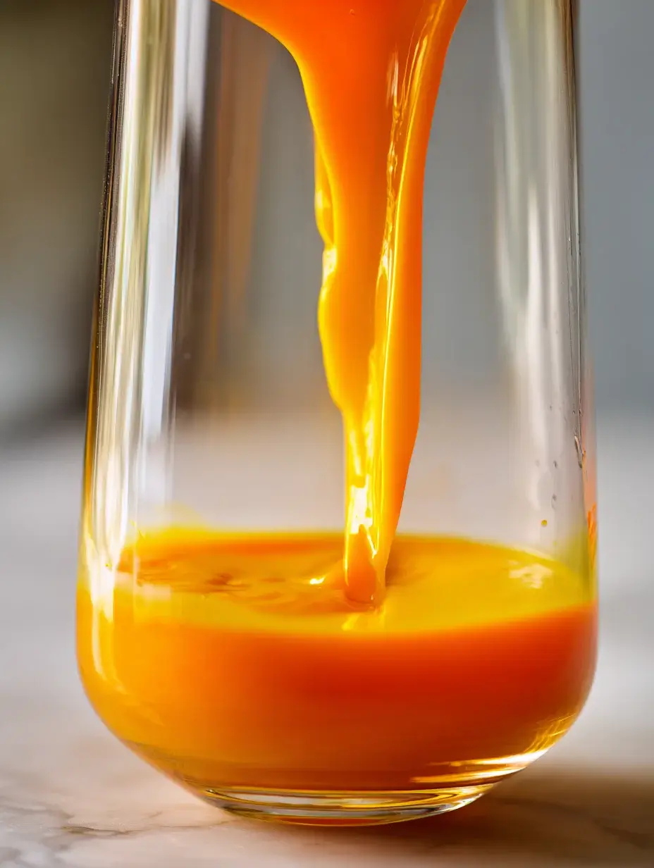 Smooth citrus gel pouring into glass container