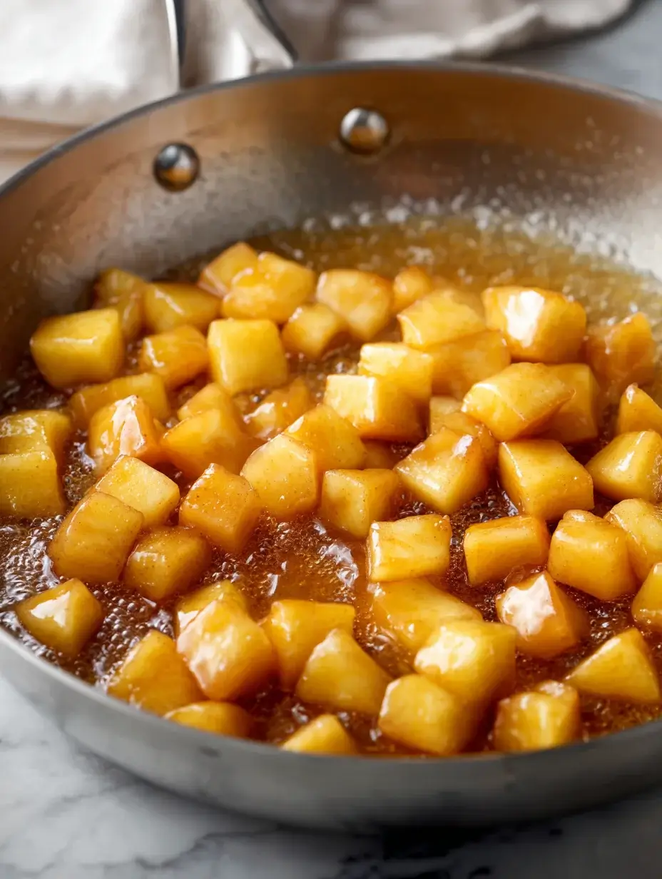 Diced apples cooking in butter and sugar