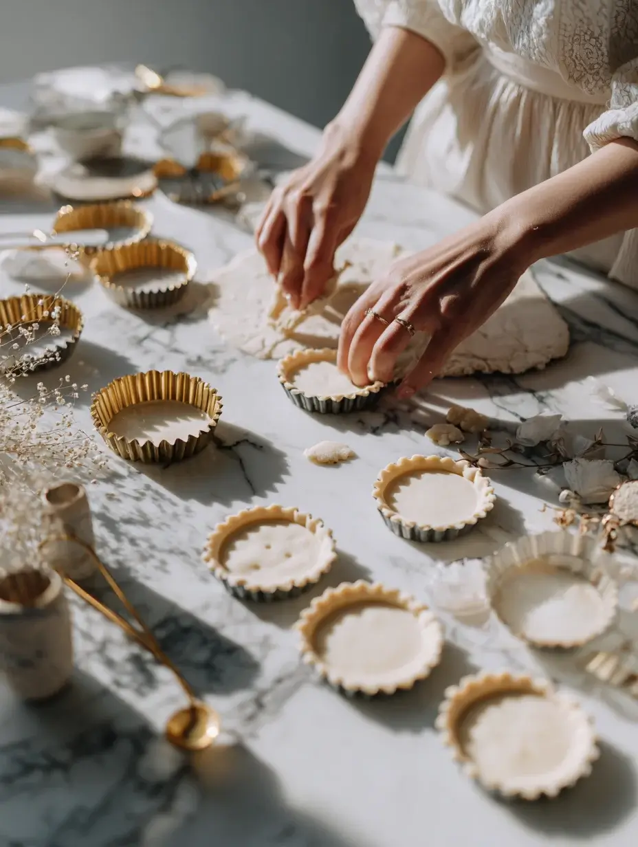 Cutting puff pastry into tart shapes