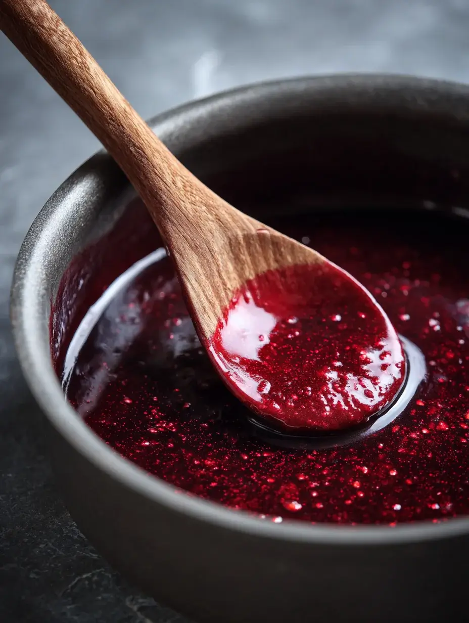 Pomegranate sauce being reduced