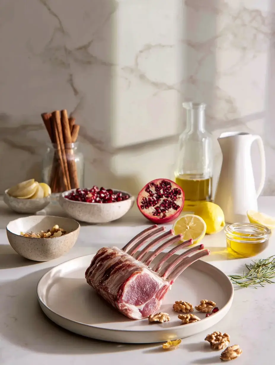 Ingredients for crimson lamb with pomegranate silk