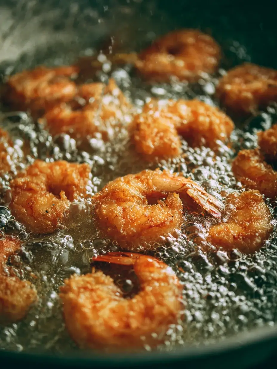 shrimp frying until golden